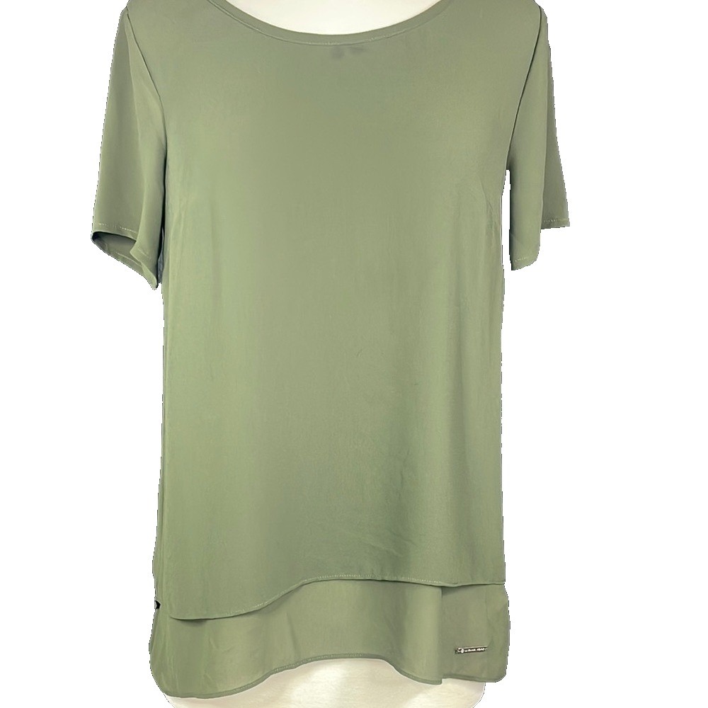 Michael Kors Green Short Sleeve Relaxed Blouse Size Sโ